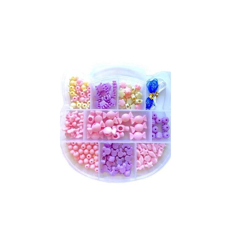 Koraliki Kitty różowe fioletowe