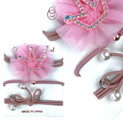 Gumki do włosów rozowa korona