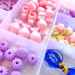 Koraliki Kitty różowe fioletowe