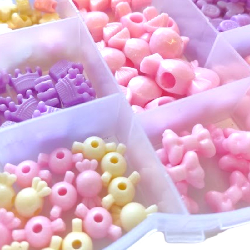 Koraliki Kitty różowe fioletowe