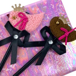 Długopis z ptaszkiem brokatowa korona