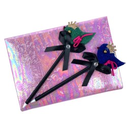 Długopis z ptaszkiem brokatowa korona