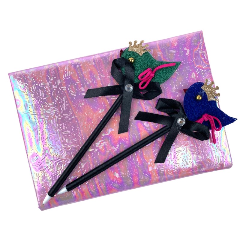 Długopis z ptaszkiem brokatowa korona