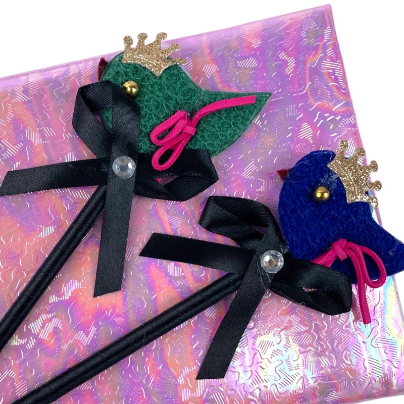 Długopis z ptaszkiem brokatowa korona