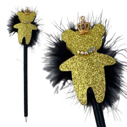 Długopis z brokatowym misiem