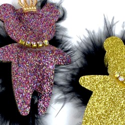 Długopis z brokatowym misiem