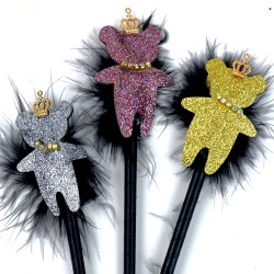 Długopis z brokatowym misiem