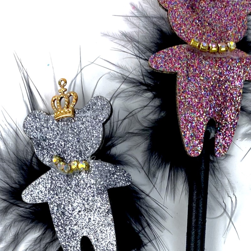 Długopis z brokatowym misiem