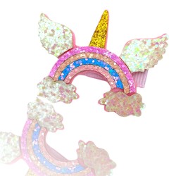 Tęczowe spinki do włosów jednorożec