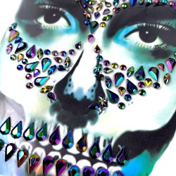 KRYSZTAŁKI NAKLEJKI na twarz 3D CZASZKA makeup