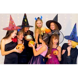 Kapelusz Czarownica Wiedźma Halloween SREBRNY PRZEŹROCZEK