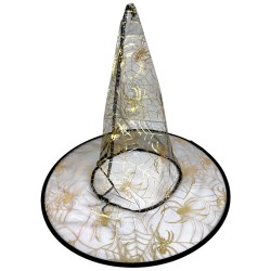 Kapelusz Czarownica Wiedźma Halloween ZŁOTY PRZEŹROCZEK