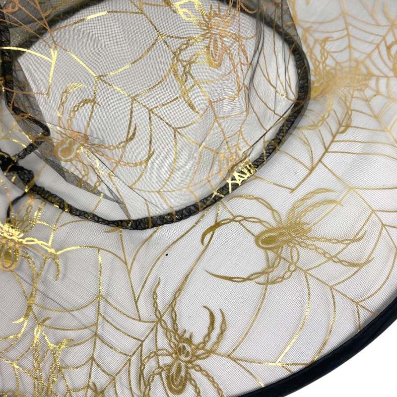 Kapelusz Czarownica Wiedźma Halloween ZŁOTY PRZEŹROCZEK