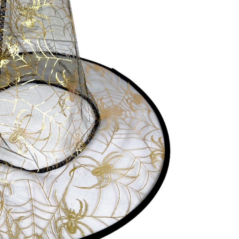 Kapelusz Czarownica Wiedźma Halloween ZŁOTY PRZEŹROCZEK