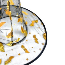 Kapelusz Czarownica Wiedźma Halloween ZŁOTY PRZEŹROCZEK