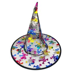 Kapelusz Czarownica Wiedźma Halloween KOLOROWY PRZEŹROCZEK