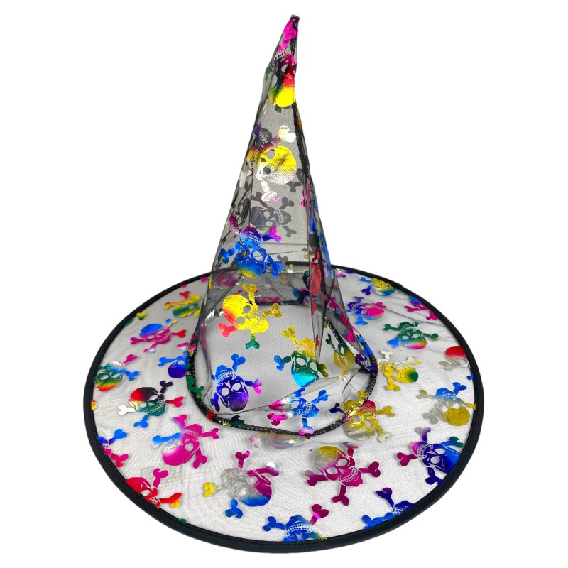 Kapelusz Czarownica Wiedźma Halloween KOLOROWY PRZEŹROCZEK