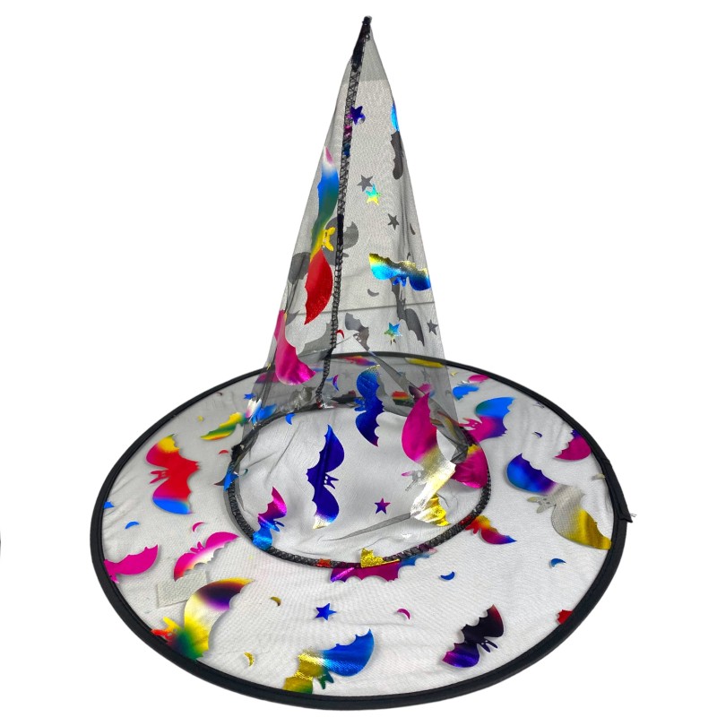 Kapelusz Czarownica Wiedźma Halloween KOLOROWY PRZEŹROCZEK