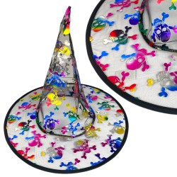 Kapelusz Czarownica Wiedźma Halloween KOLOROWY PRZEŹROCZEK