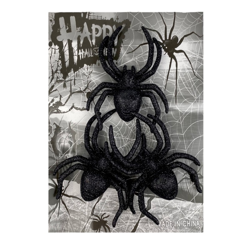 PAJĄKI Ozdoba Pająk brokatowy Dekoracja HALLOWEEN 3 szt.