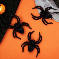 PAJĄKI Ozdoba Pająk brokatowy Dekoracja HALLOWEEN 3 szt.