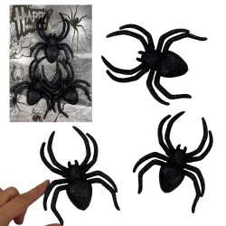 PAJĄKI Ozdoba Pająk brokatowy Dekoracja HALLOWEEN 3 szt.