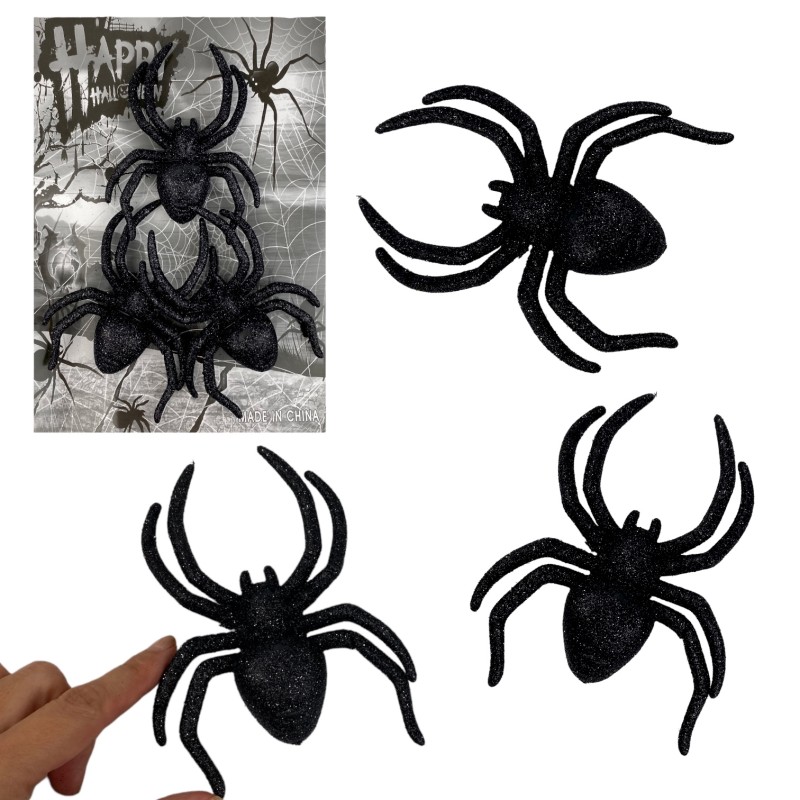 PAJĄKI Ozdoba Pająk brokatowy Dekoracja HALLOWEEN 3 szt.
