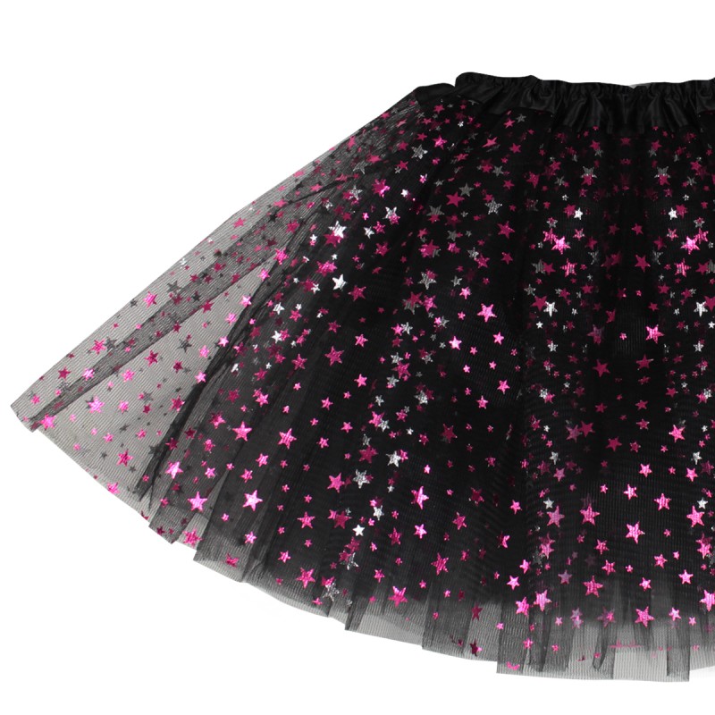 Spódniczka tutu tiulowa Gwiezdna Magia 30cm gwiazdki różowo srebrne