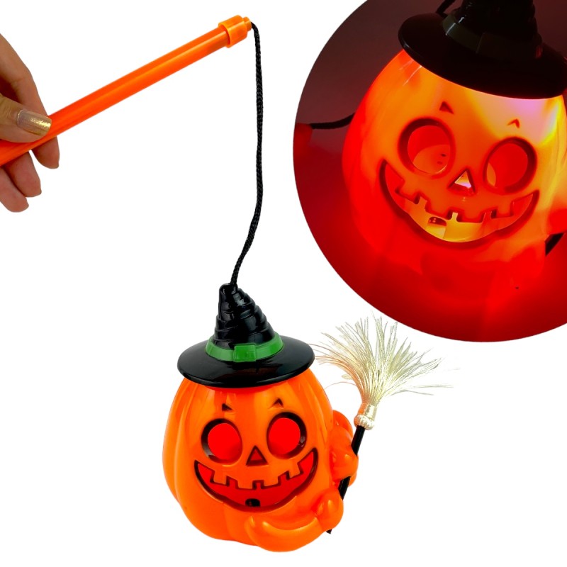 Dynia lampa Lampion z miotłą różdżka Halloween