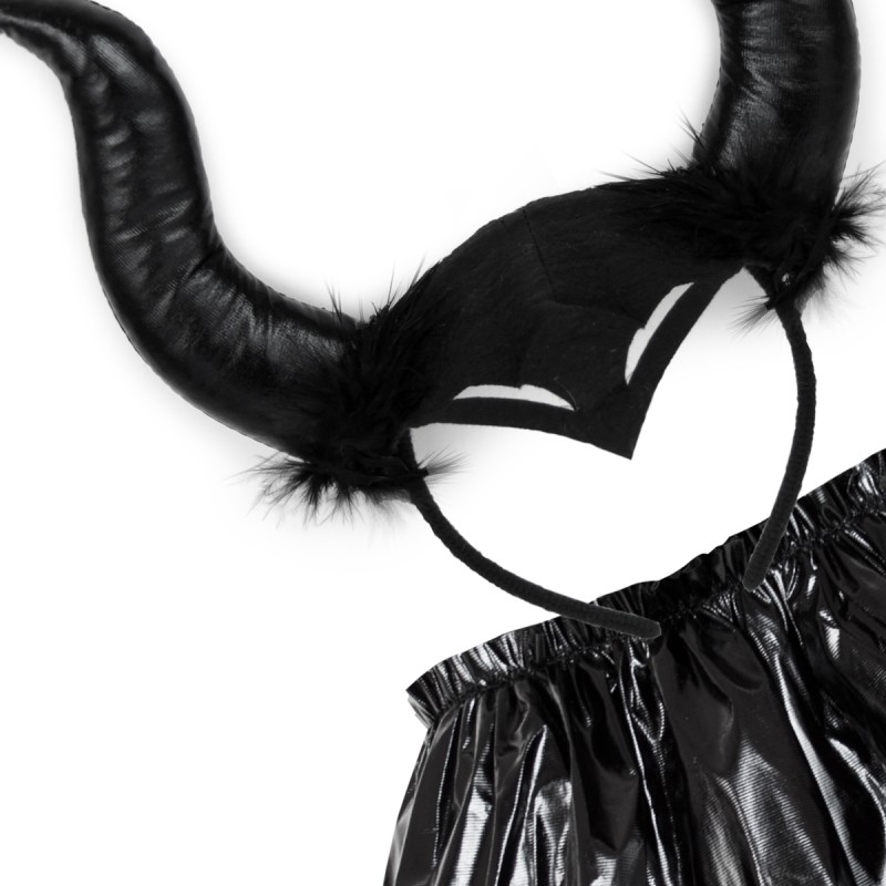 Strój Czarny Maleficent Diabolina Demon opaska spódniczka