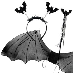 Zestaw halloween z opaską nietoperz 4 elementy