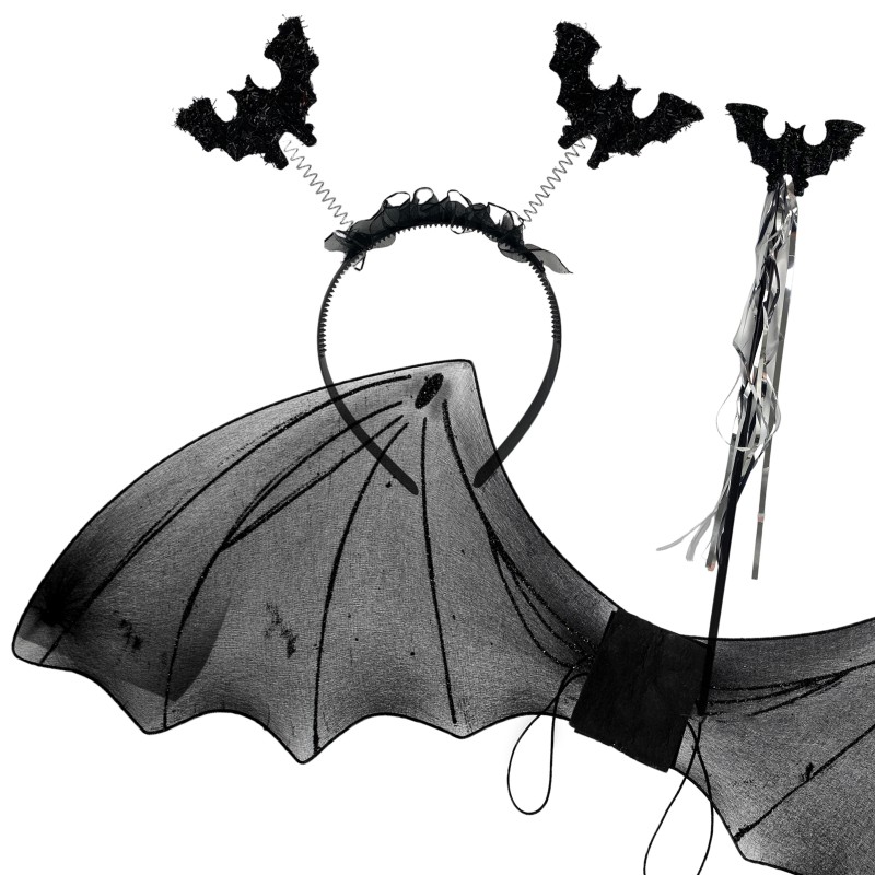 Zestaw halloween z opaską nietoperz 4 elementy