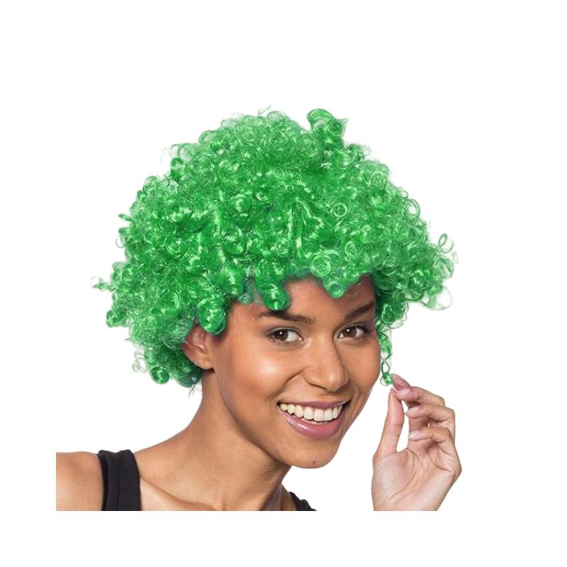 Peruka Afro  Zielona Kręcone Włosy Event Party Disco