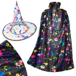 Zestaw halloween wiedźma peleryna z czapką