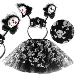 Zestaw halloween czaszki opaska tutu