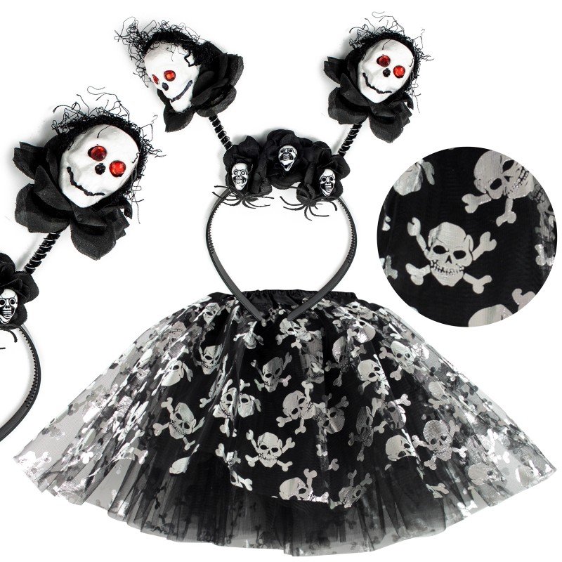 Zestaw halloween czaszki opaska tutu