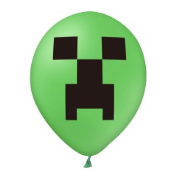 Balony 12cali zielone gamingowe 12szt  minecraft