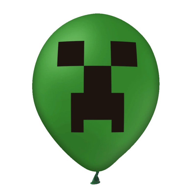 Balony 12cali zielone gamingowe 12szt  minecraft