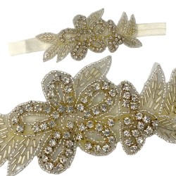 Opaska biżuteryjna koraliki kwiat lata 40