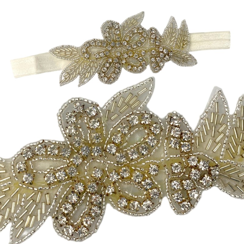 Opaska biżuteryjna koraliki kwiat lata 40