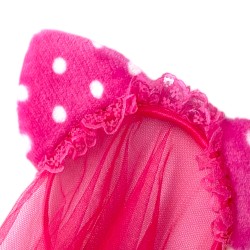 Opaska welon kocie uszy koronka różowy toul