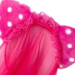 Opaska welon kocie uszy koronka różowy toul