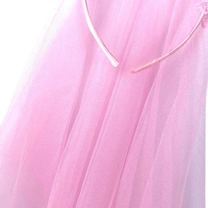 Opaska welon kocie uszy koronka różowy toul