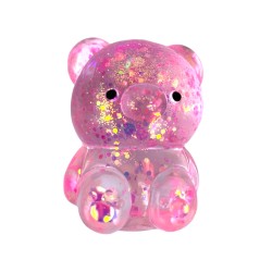 Miś gniotek kolorowy Gel brokatowy 6 cm