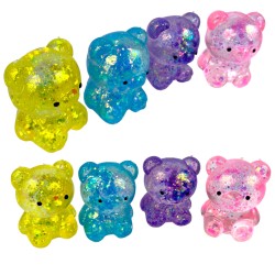Miś gniotek kolorowy Gel brokatowy 6 cm