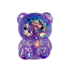 Miś gniotek kolorowy Gel brokatowy 6 cm