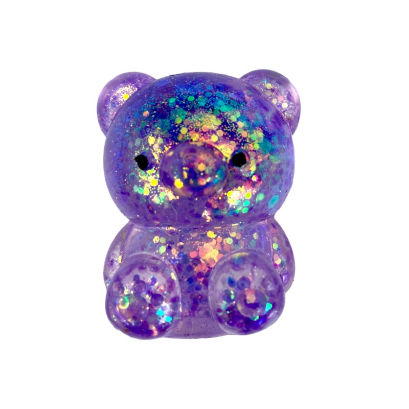 Miś gniotek kolorowy Gel brokatowy 6 cm