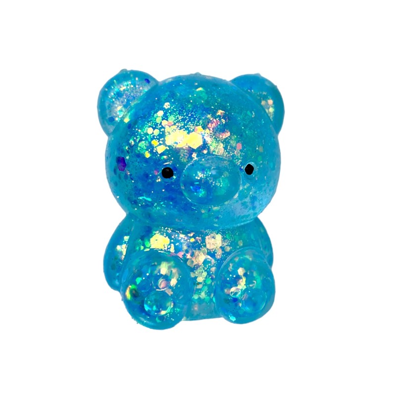 Miś gniotek kolorowy Gel brokatowy 6 cm