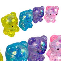 Miś gniotek kolorowy Gel brokatowy 6 cm