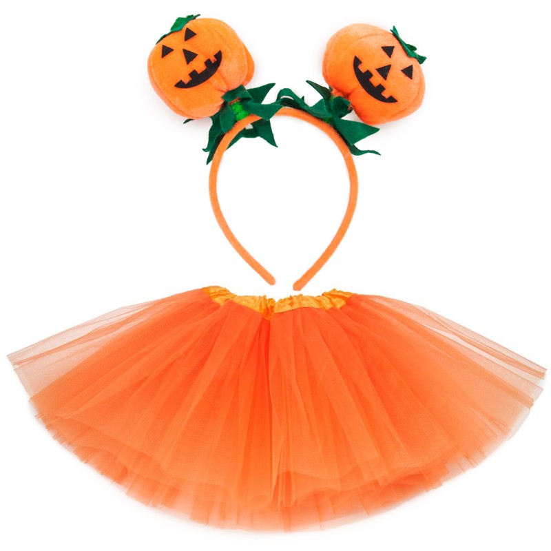Strój Halloween Dynia Opaska Torebka Tutu Zestaw